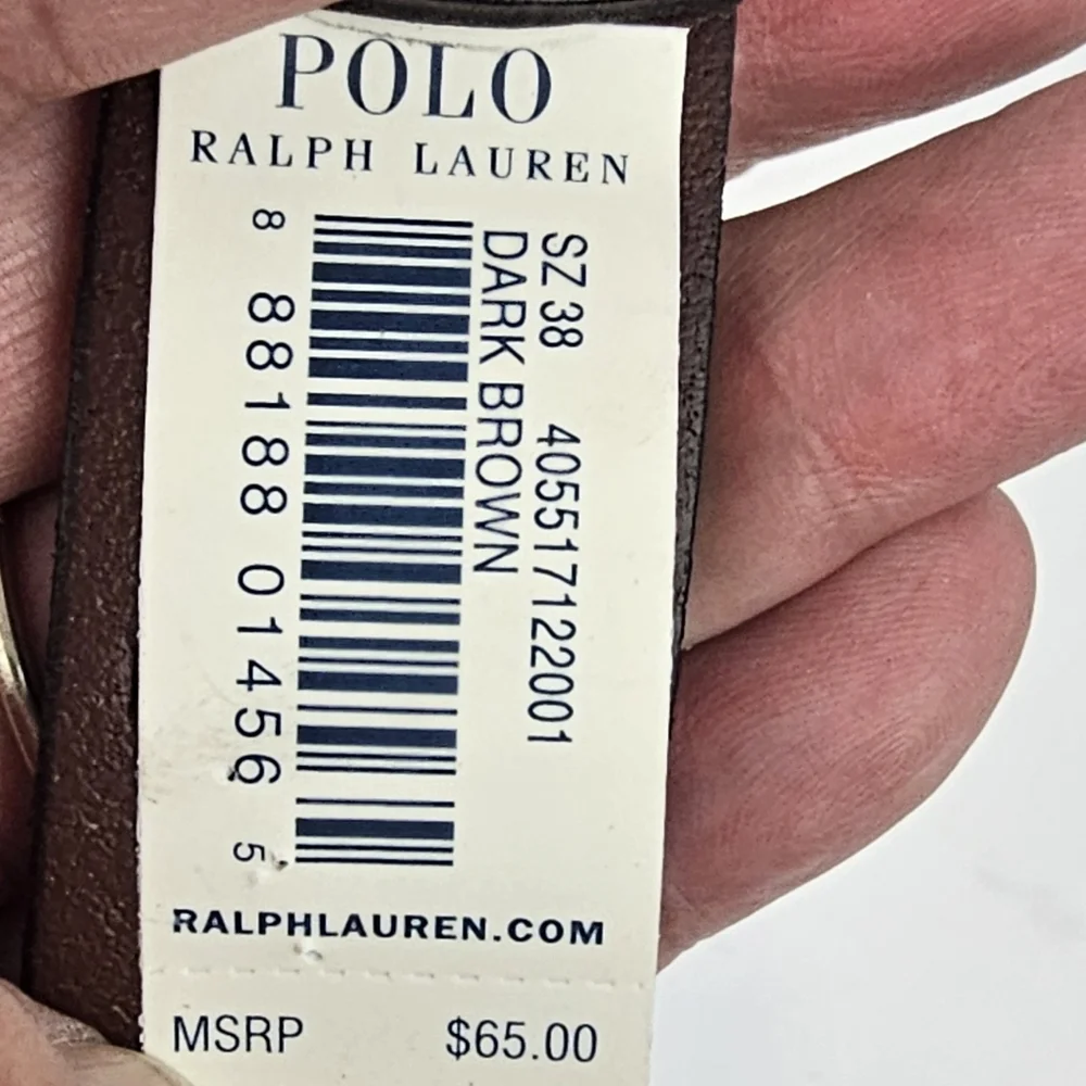Polo by Ralph Lauren Men's Dark Brown Leather Belt Size 38 NEW